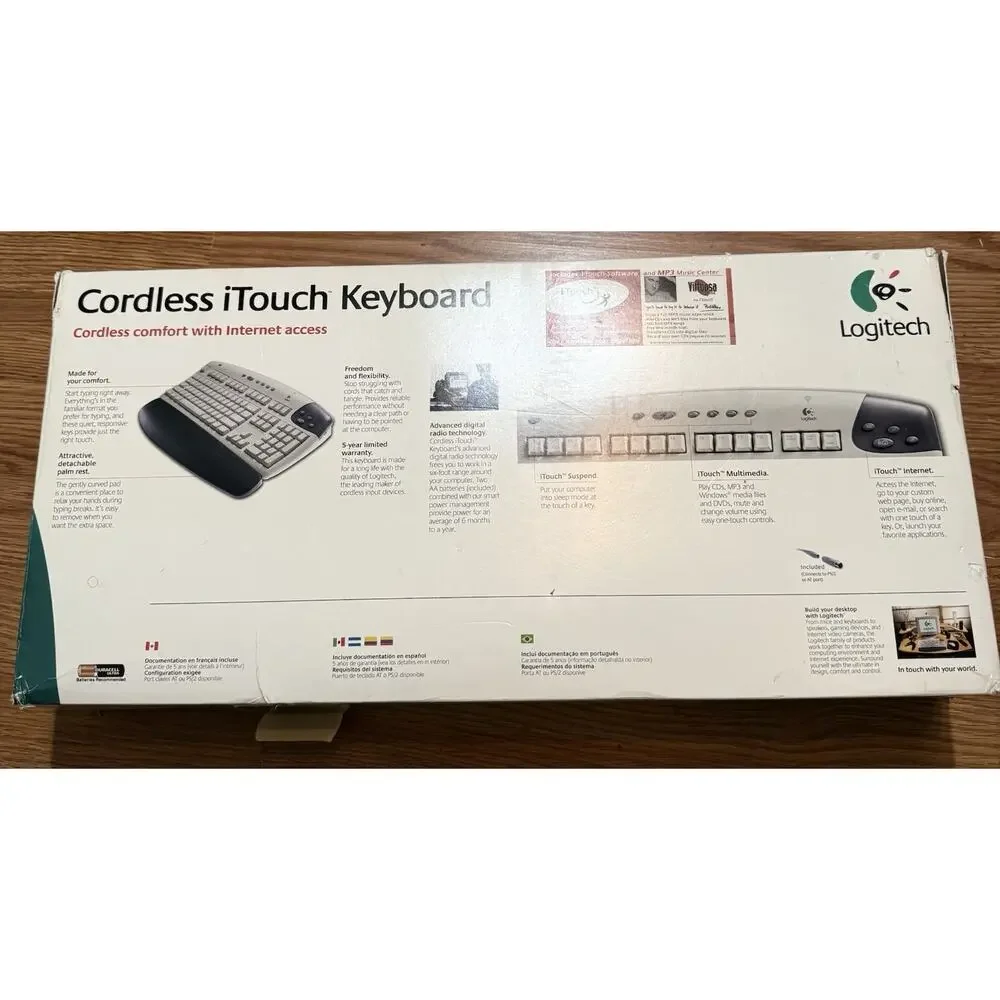 Logitech Cordless iTouch Keyboard w/ Receiver PS/2 Vintage Untested Clean